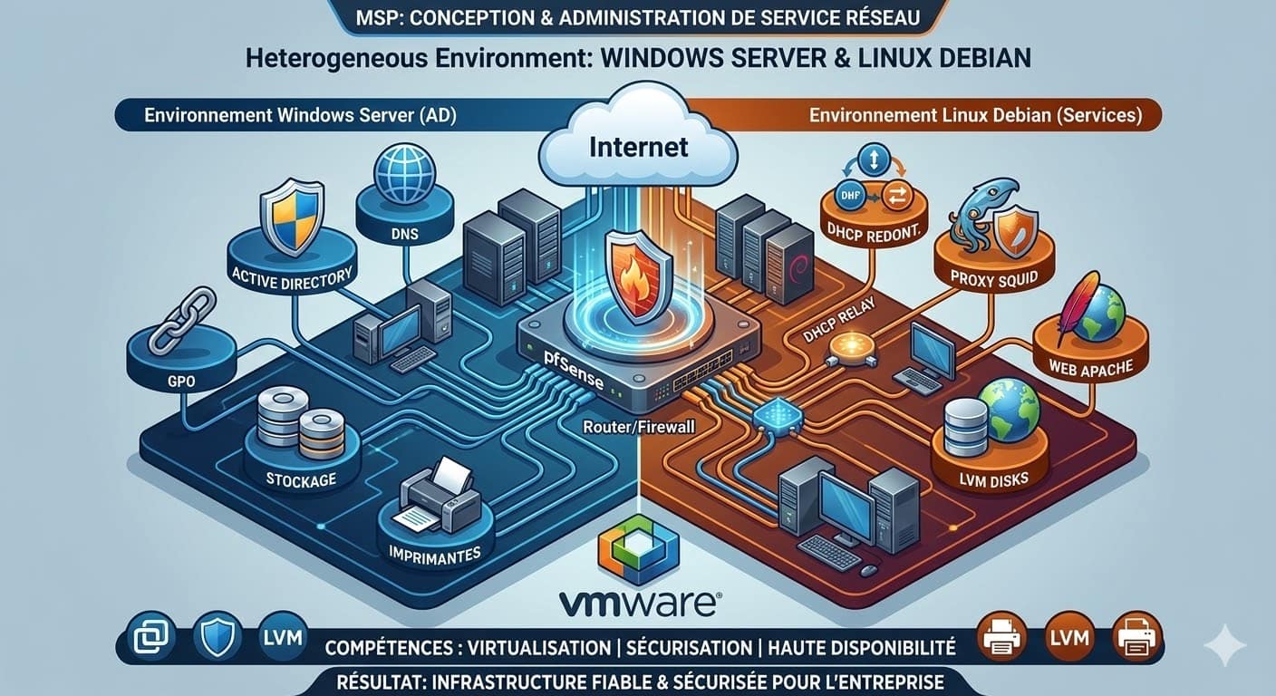 Mise en Situation Professionnelle : Conception et Administration d’une Infrastructure Réseaux Complète