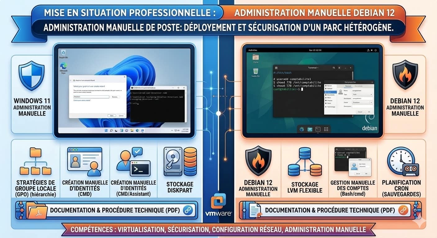 Mise en Situation Professionnelle : Déploiement et sécurisation d’un parc informatique hétérogène